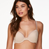 Padded Underwired Bra Satin Fleece, Beige