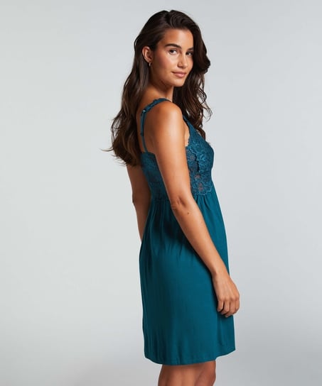 Nora Lace Slip Dress, Blue