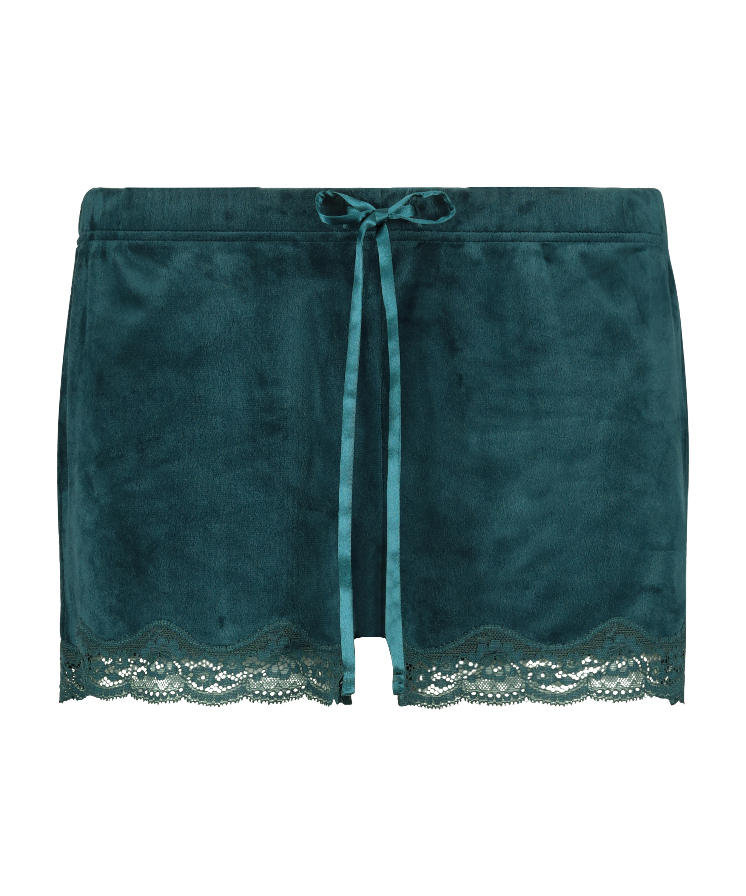 Velvet lace shorts, Green, main
