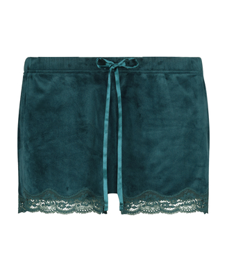 Velvet lace shorts, Green