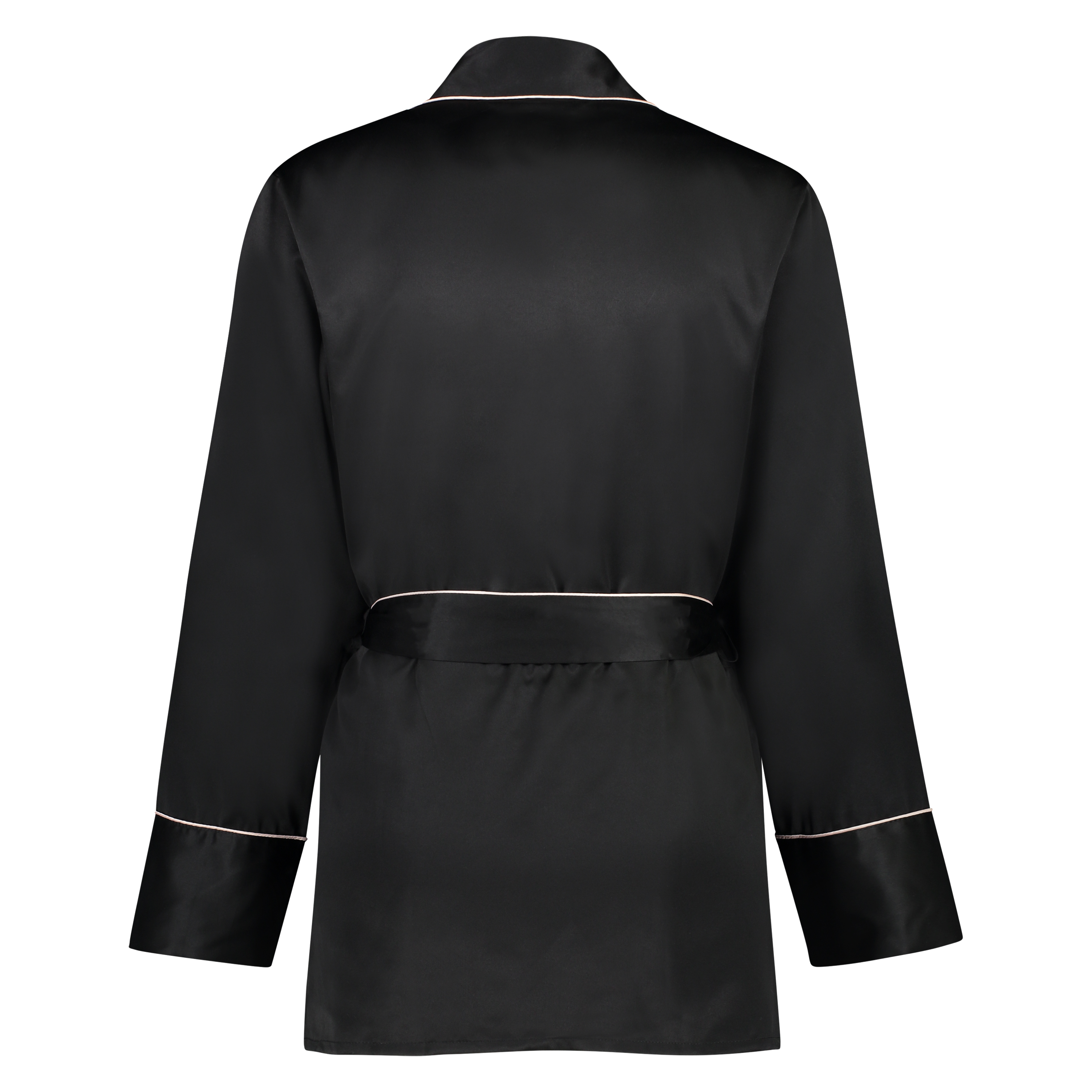 Satin Pyjama Jacket, Black, main