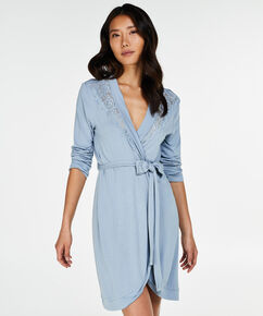 Modal Lace Bathrobe, Blue