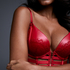 Kennedy Padded Underwired Longline Push-Up Bra, Red