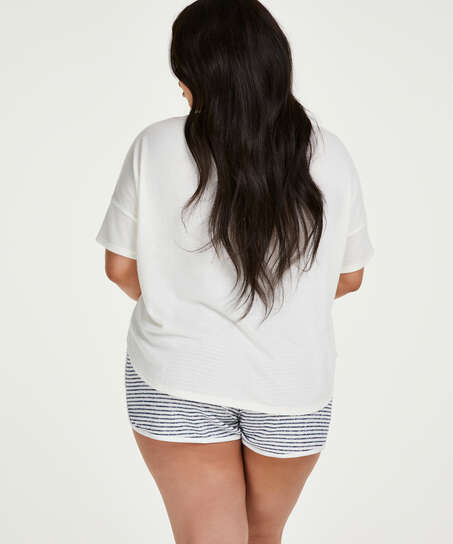 Short sleeve pyjama top in brushed jersey, White