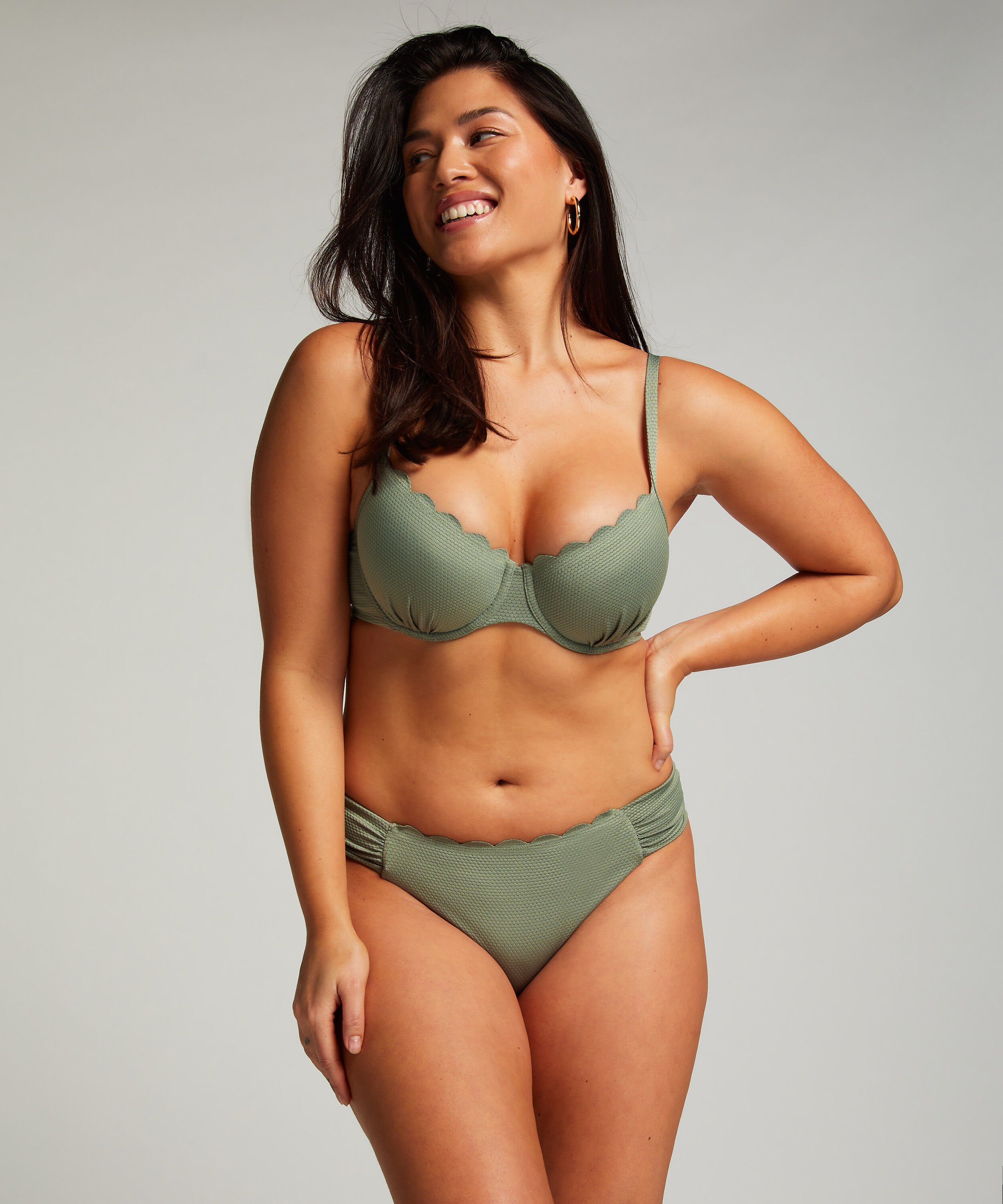 Scallop Rio Bikini Bottoms, Green