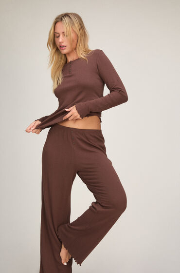 Hunkemöller Pants Loose Pointelle Brown