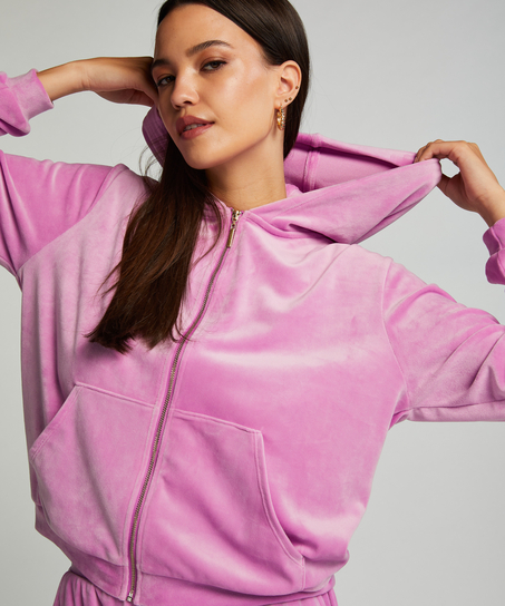 Velour hoodie jacket, Pink