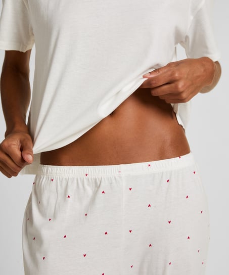 Pyjama Set Cotton Print, White