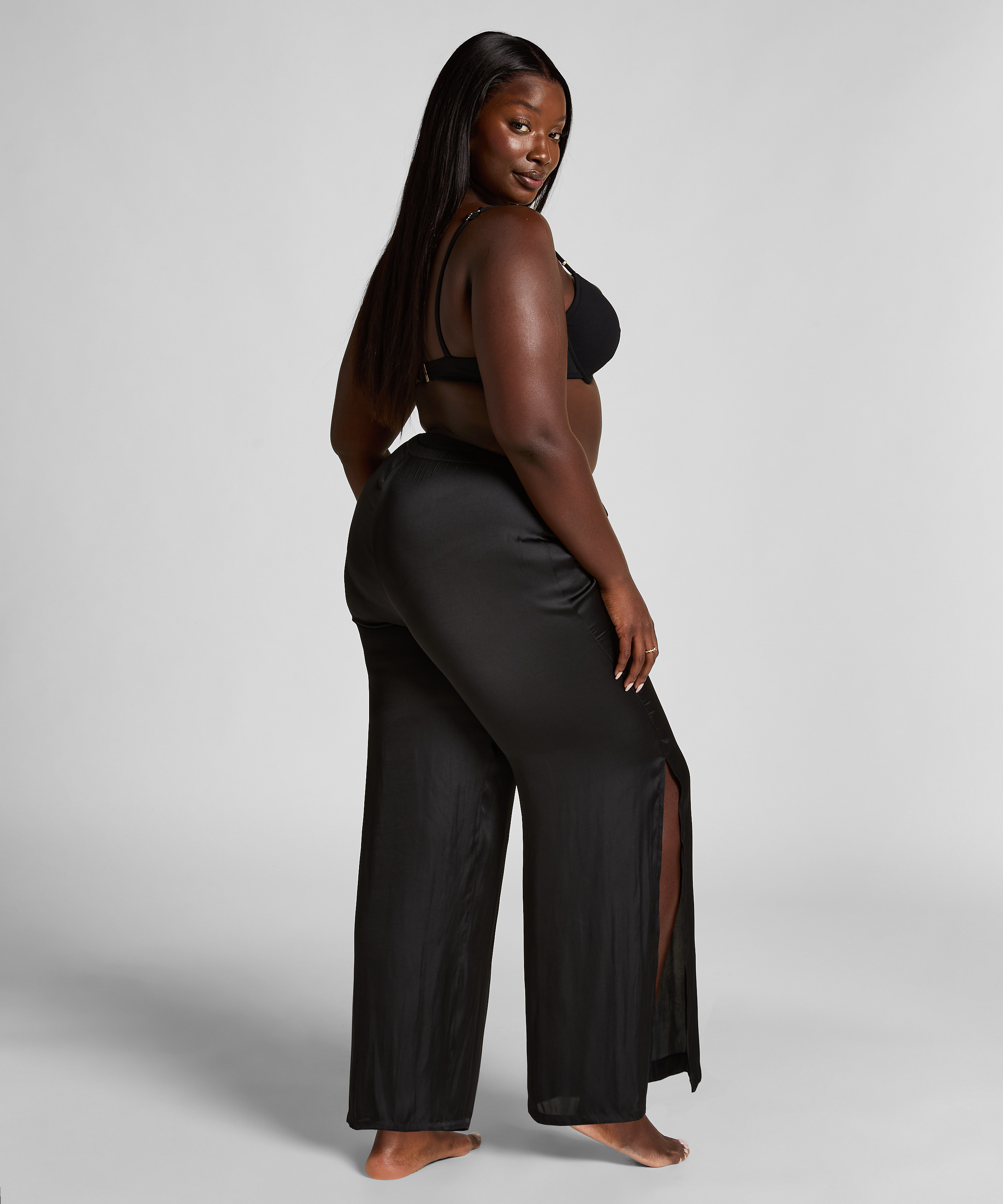 Beach Satin Pant, Black, main