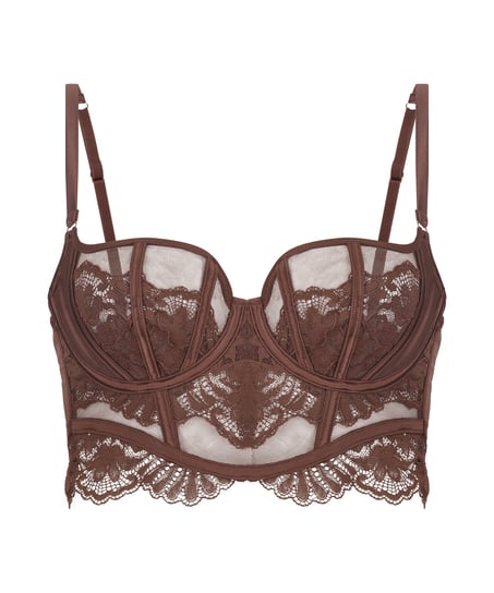 Indigo Non-Padded Underwired Longline Bra, Brown
