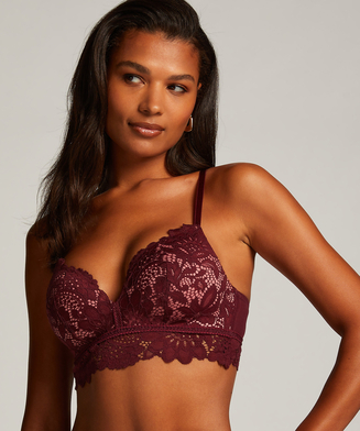 Shiloh Padded Non-wired Longline Bra, Red