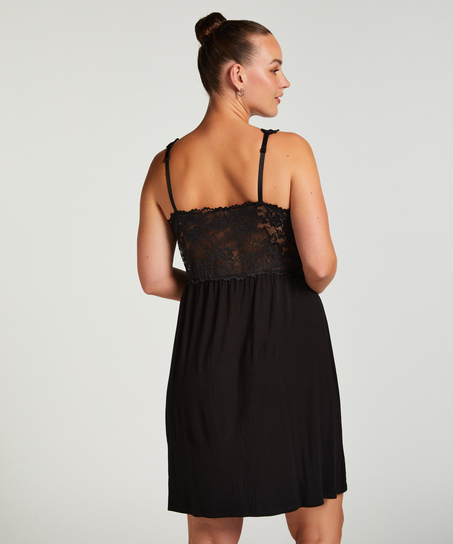 Nora Lace Slip Dress, Black