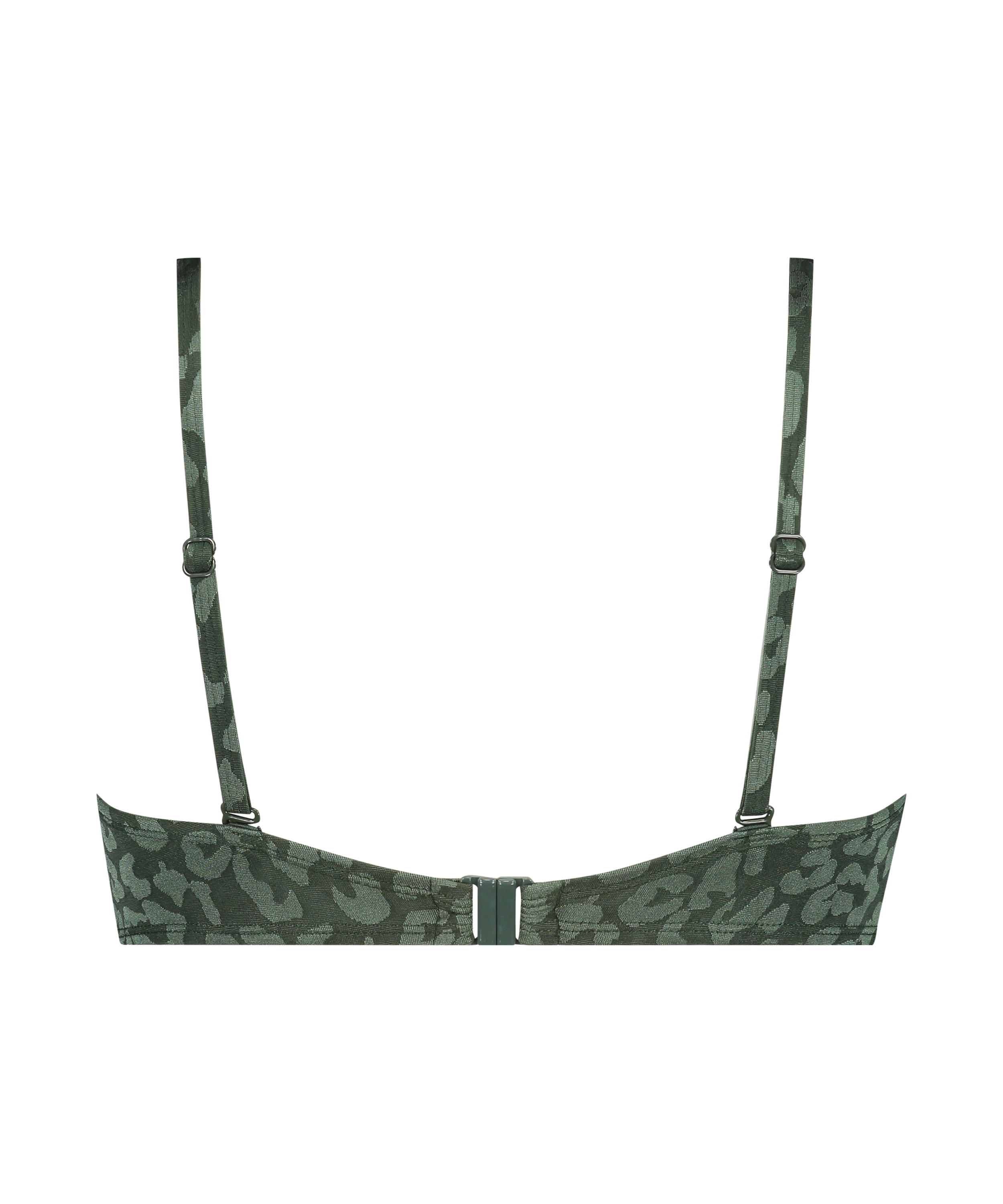 Tonal Leo padded underwired bikini top Cup E +, Green, main