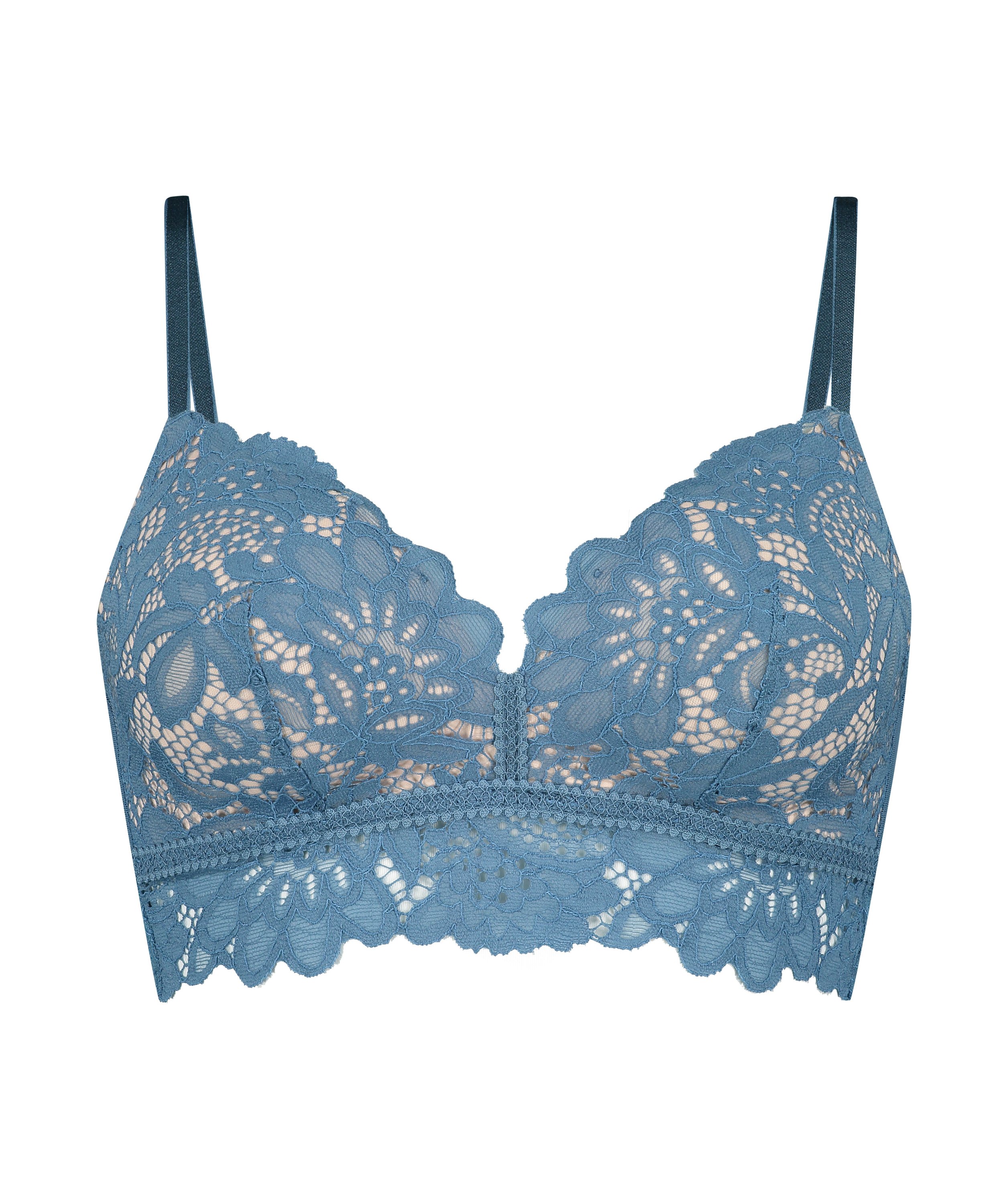 Shiloh Padded Non-wired Longline Bra, Blue, main
