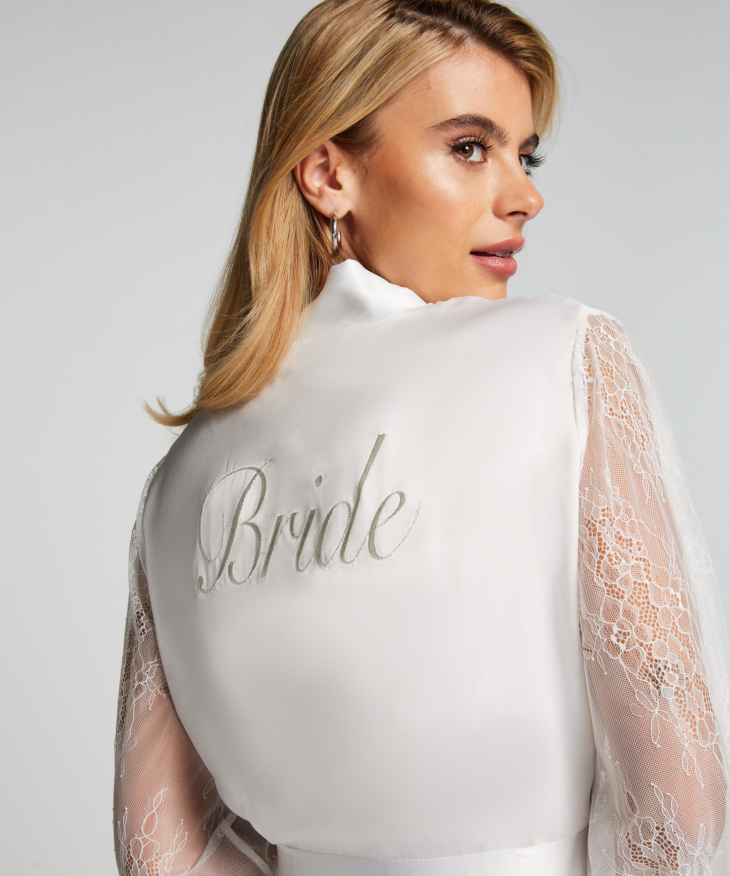 Bride Satin Kimono, White, main