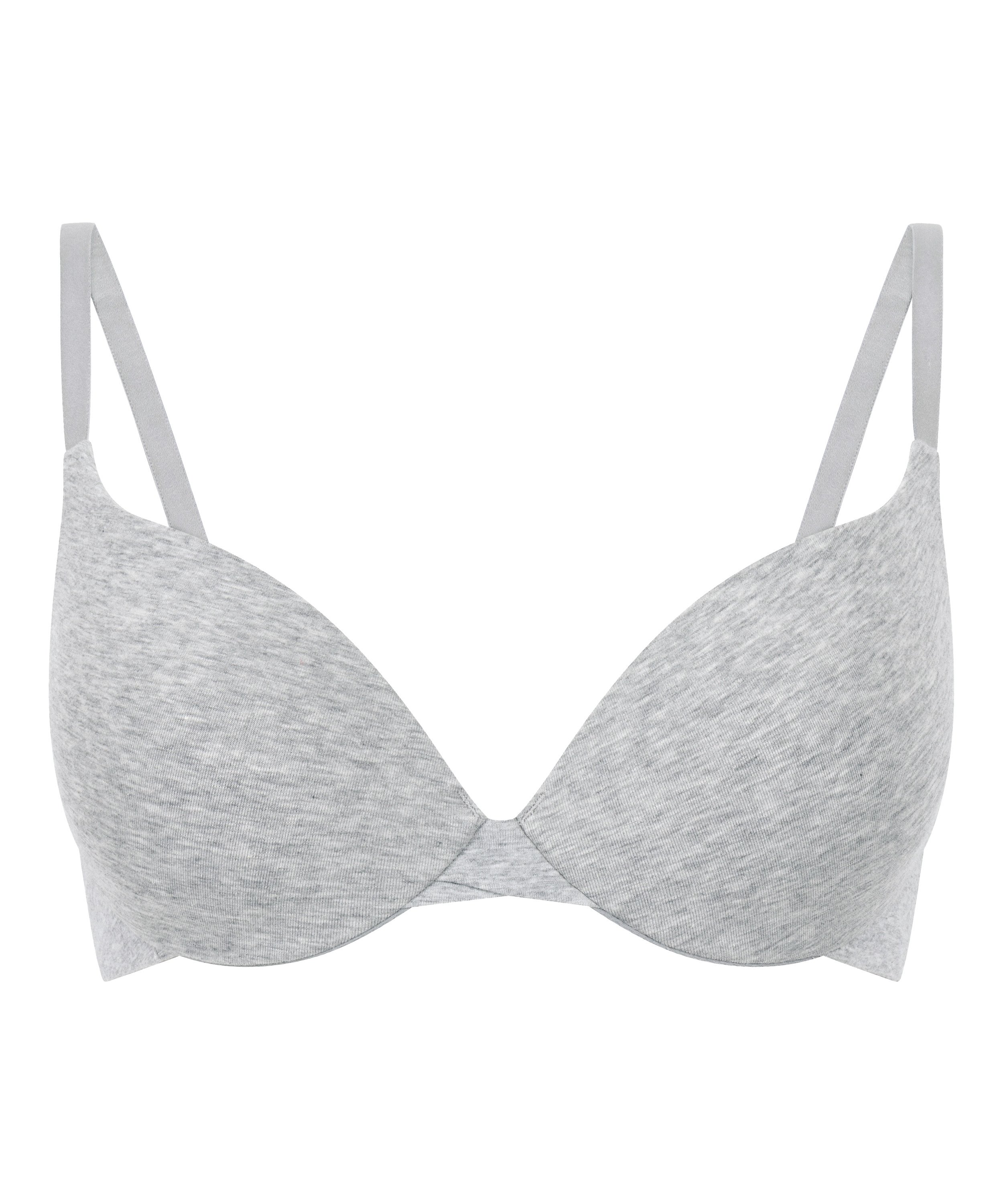 Cotton Padded Underwired Push-Up Bra, Grey, main