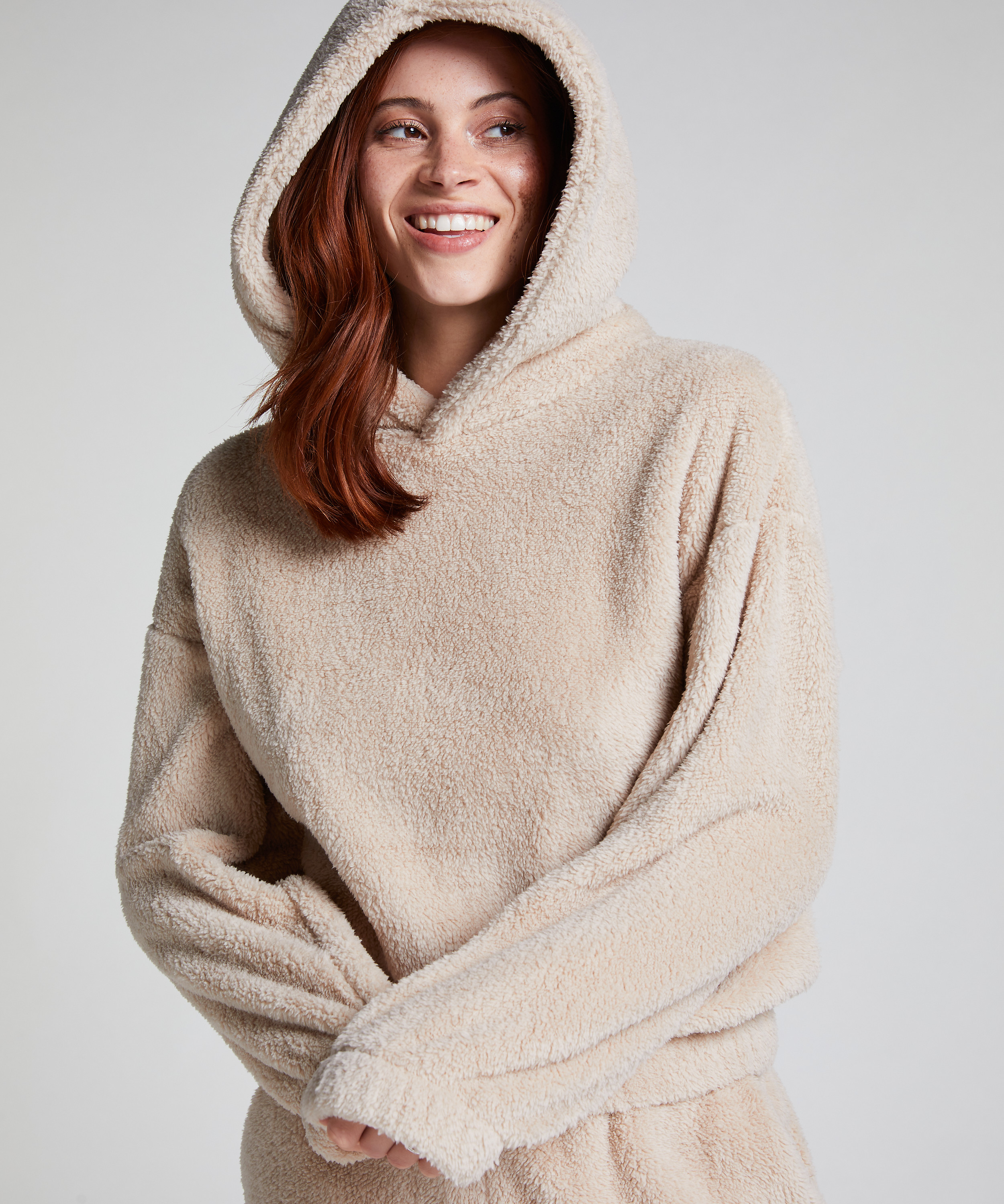 Snuggle Hoodie Fleece, Beige, main