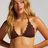 Scallop Lurex Triangle Bikini Top, Brown