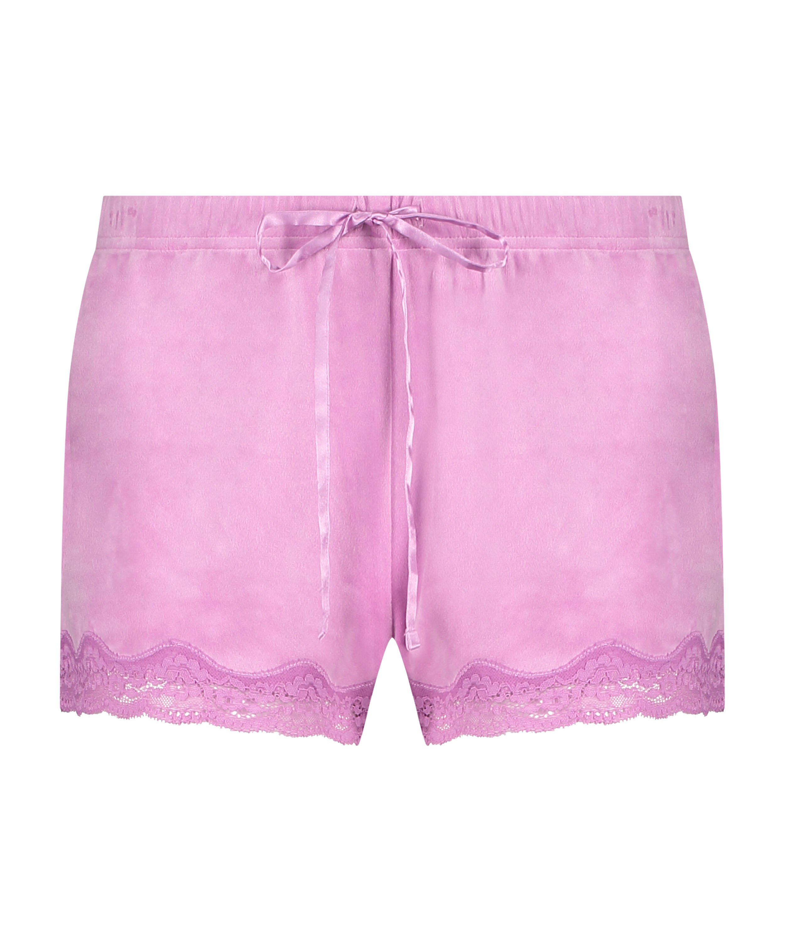Velvet lace shorts, Pink