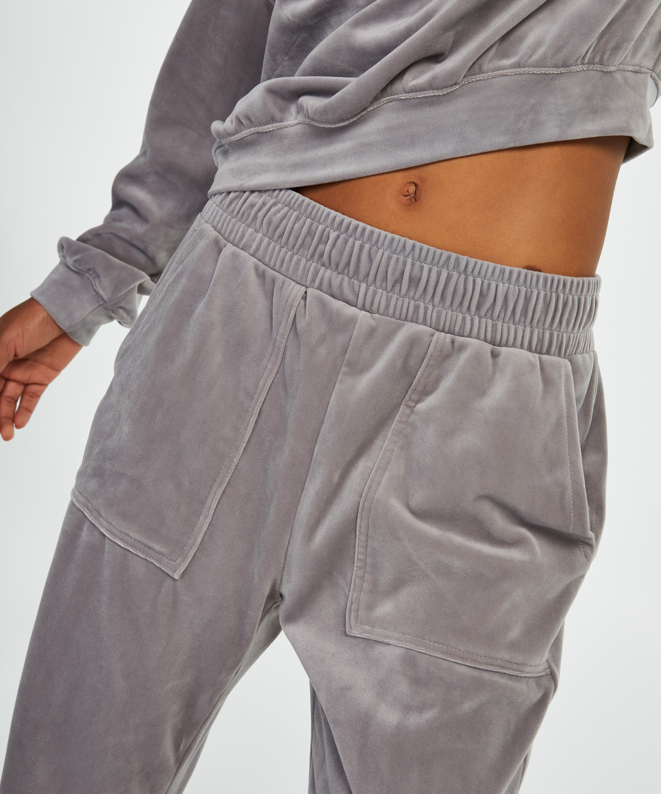 Tall Velours Jogging Bottoms, Grey, main