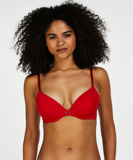 Plunge Padded Underwired Bra, Red
