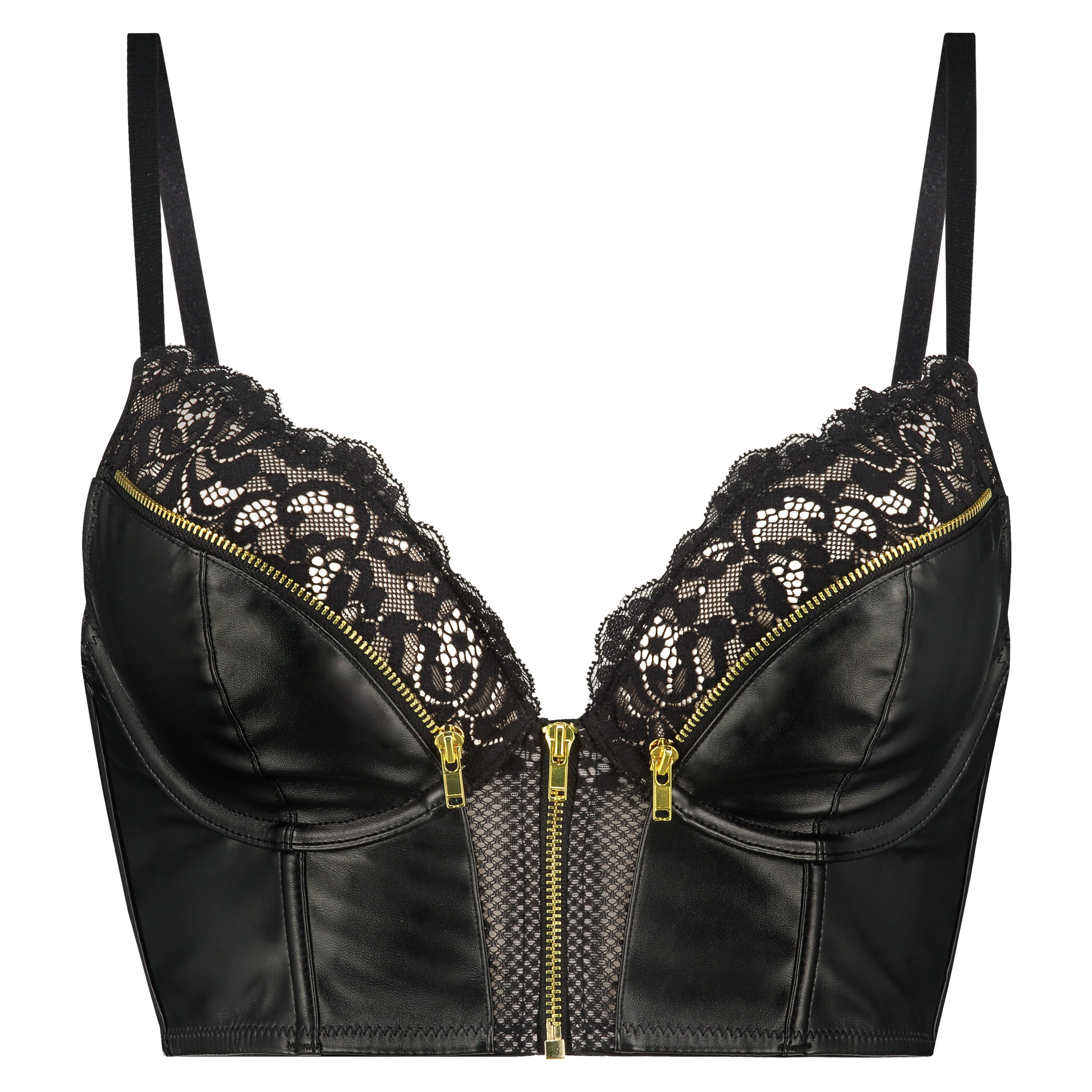 Talia Padded Longline Underwired Push-Up Bra, Black