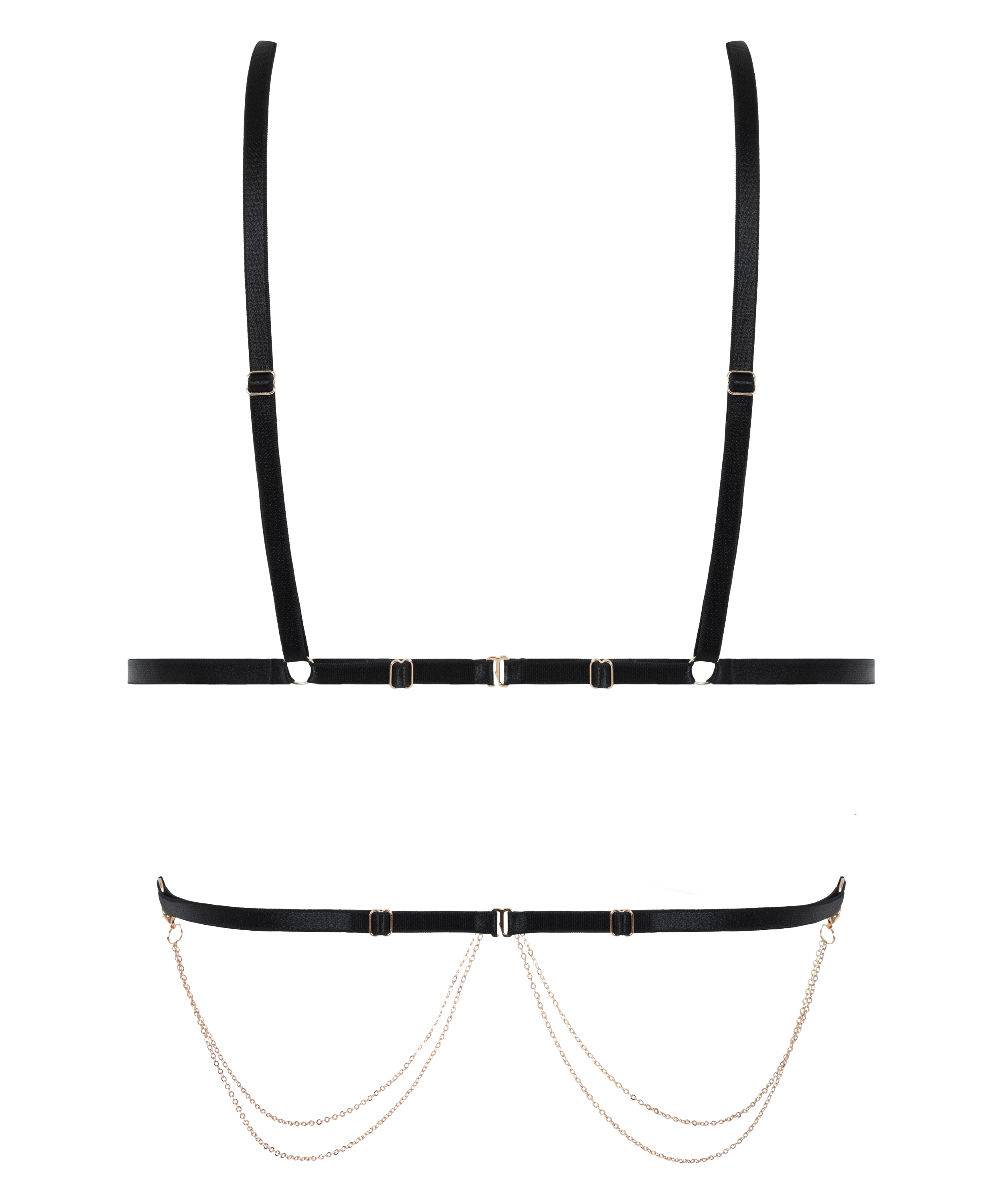Chain Top Bralette, Black, main