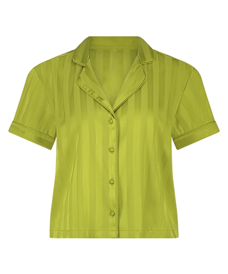 Satin Short-Sleeved Jacket, Green