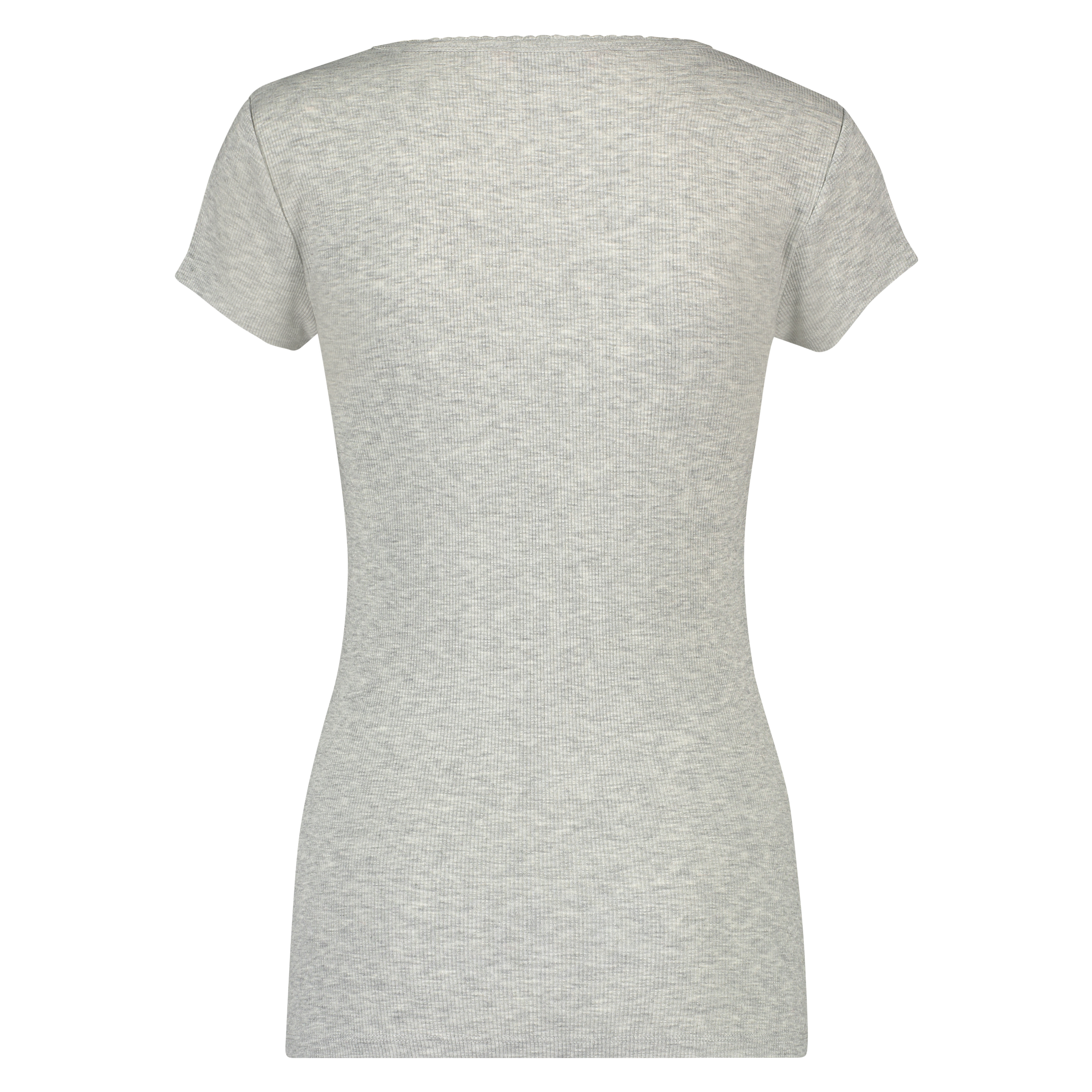Short sleeve rib pyjama top., Grey, main
