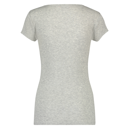 Short sleeve rib pyjama top., Grey