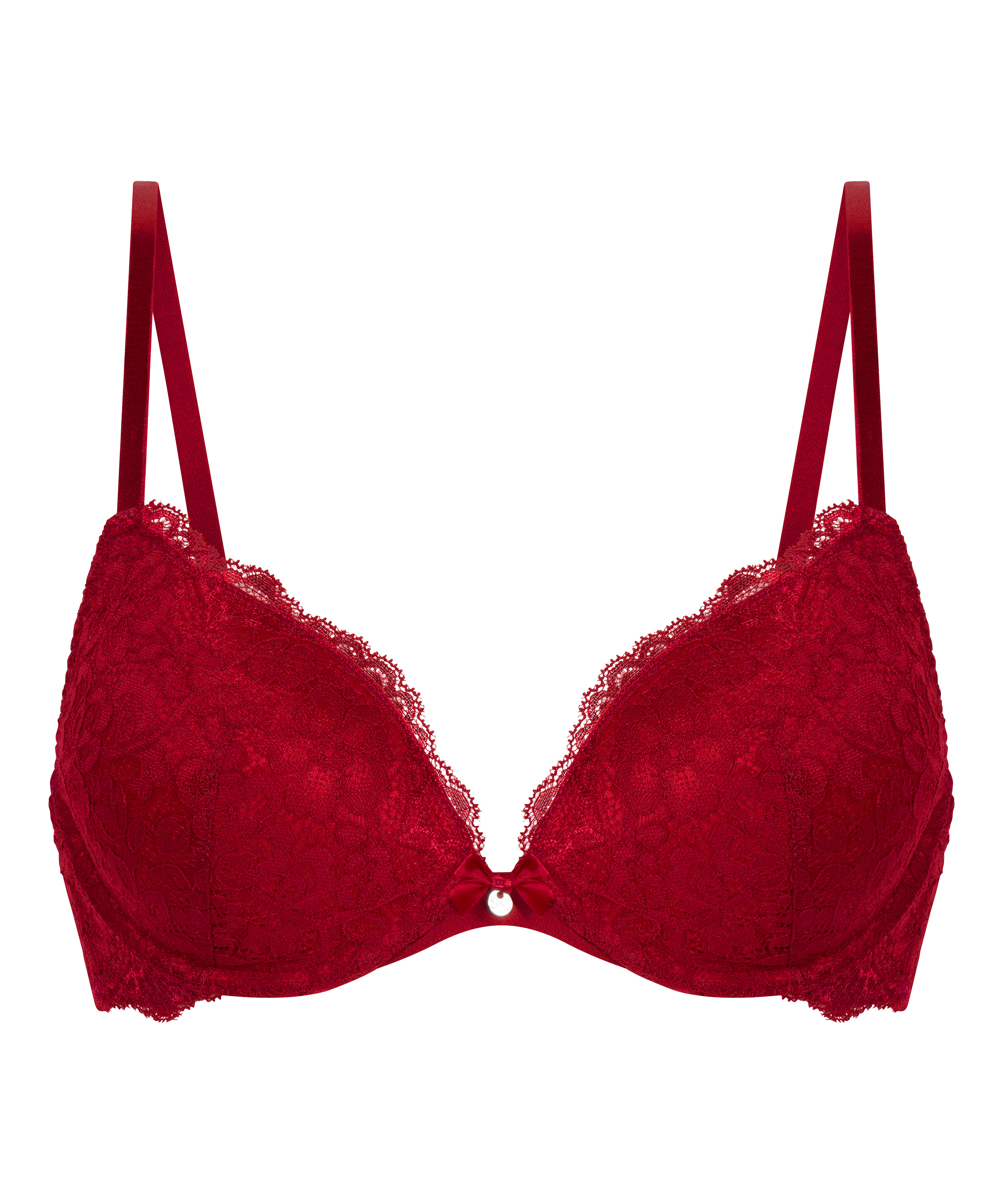 Marine Padded Underwired Push-Up Bra, Red, main