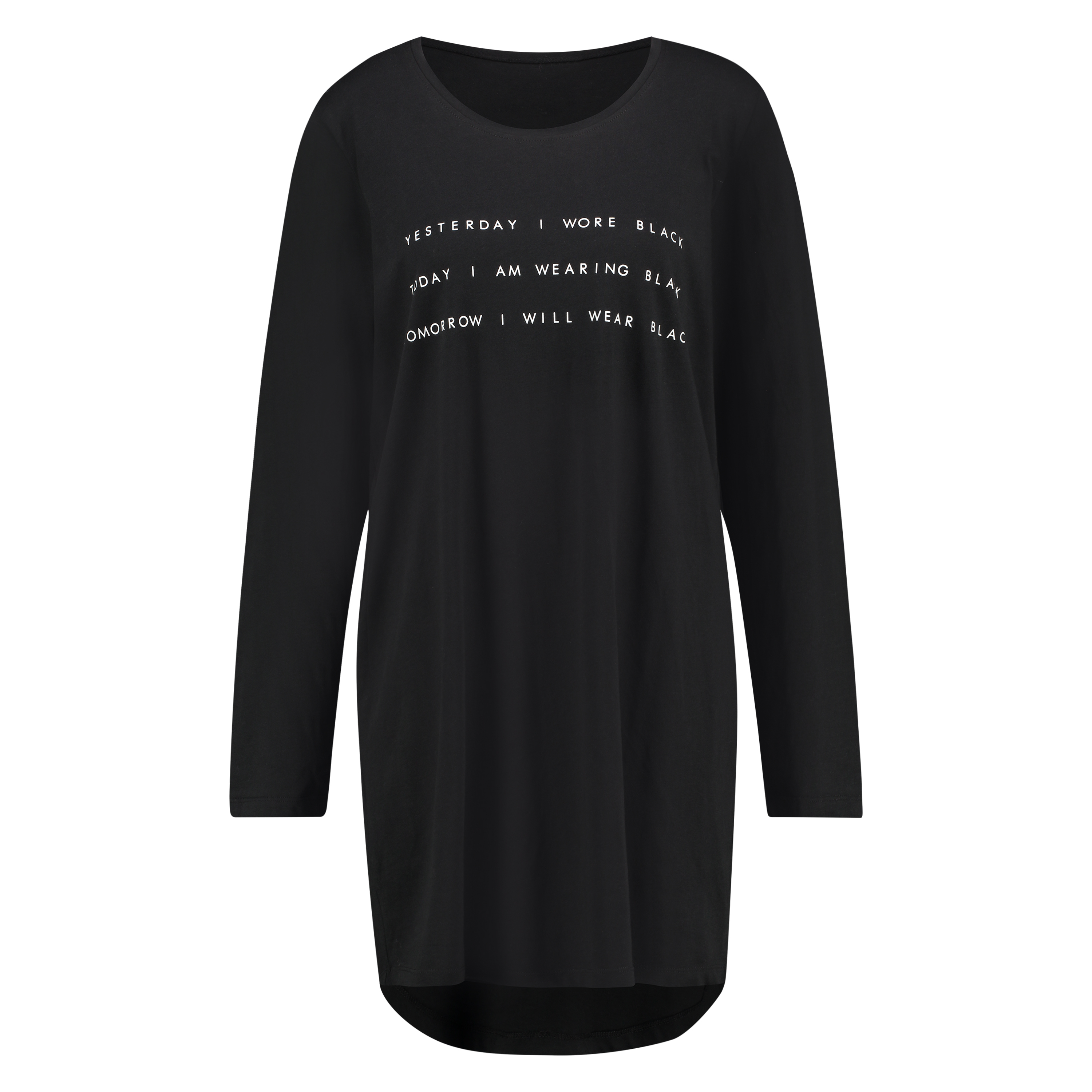 Round Neck Nightshirt, Black, main