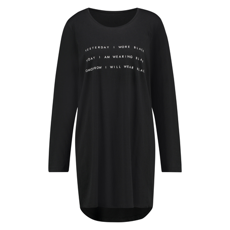 Round Neck Nightshirt, Black