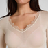 super soft Lace V-Neck shirt with Cashmere, White