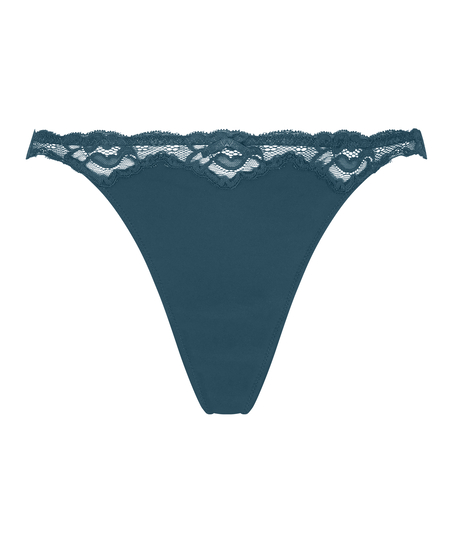 Lace & Shine Thong, Blue