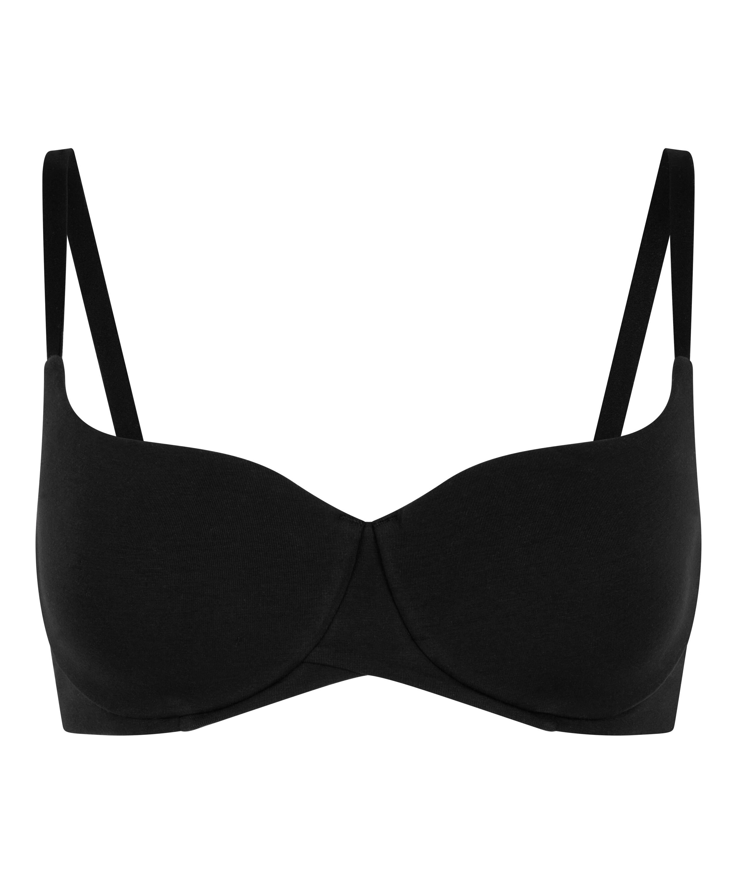 Cotton Padded Underwired Bra, Black