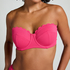 Scallop Padded Strapless Underwired Bikini Top Cup E +, Pink