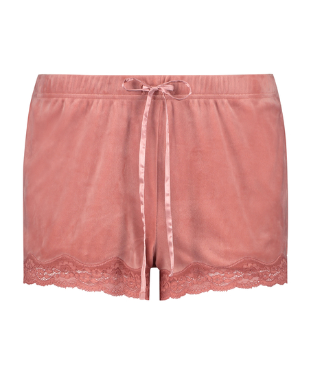 Velvet lace shorts, Pink