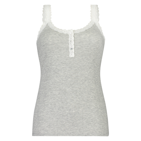 Singlet top cami rib lace, Grey
