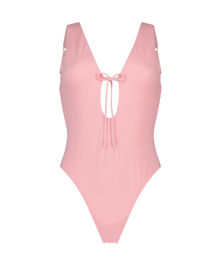 Texture high swimsuit, Pink