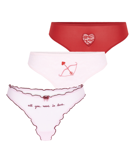 Valentine Thong 3-Pack Giftset, Pink