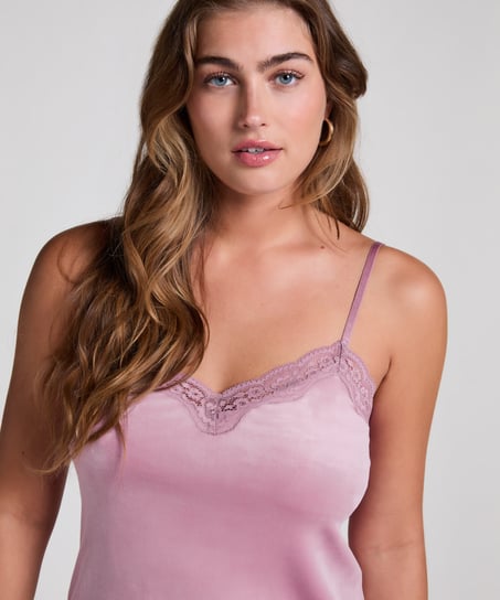 Velours Lace Cami Top, Purple