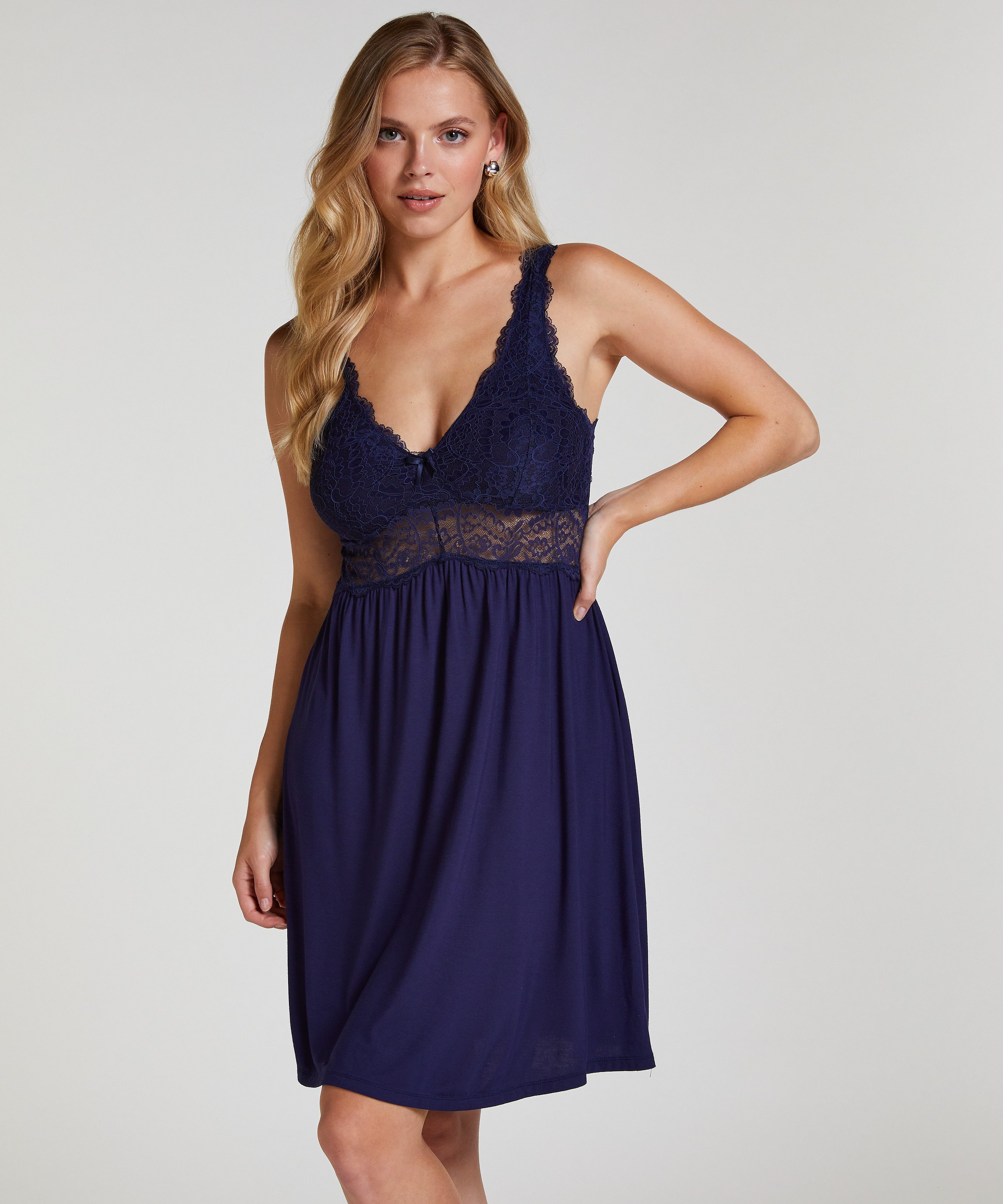 Nora Lace Slip Dress, Blue, main
