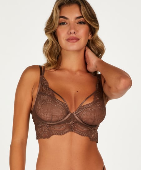 Raquel Non-Padded Underwired Longline Bra, Brown