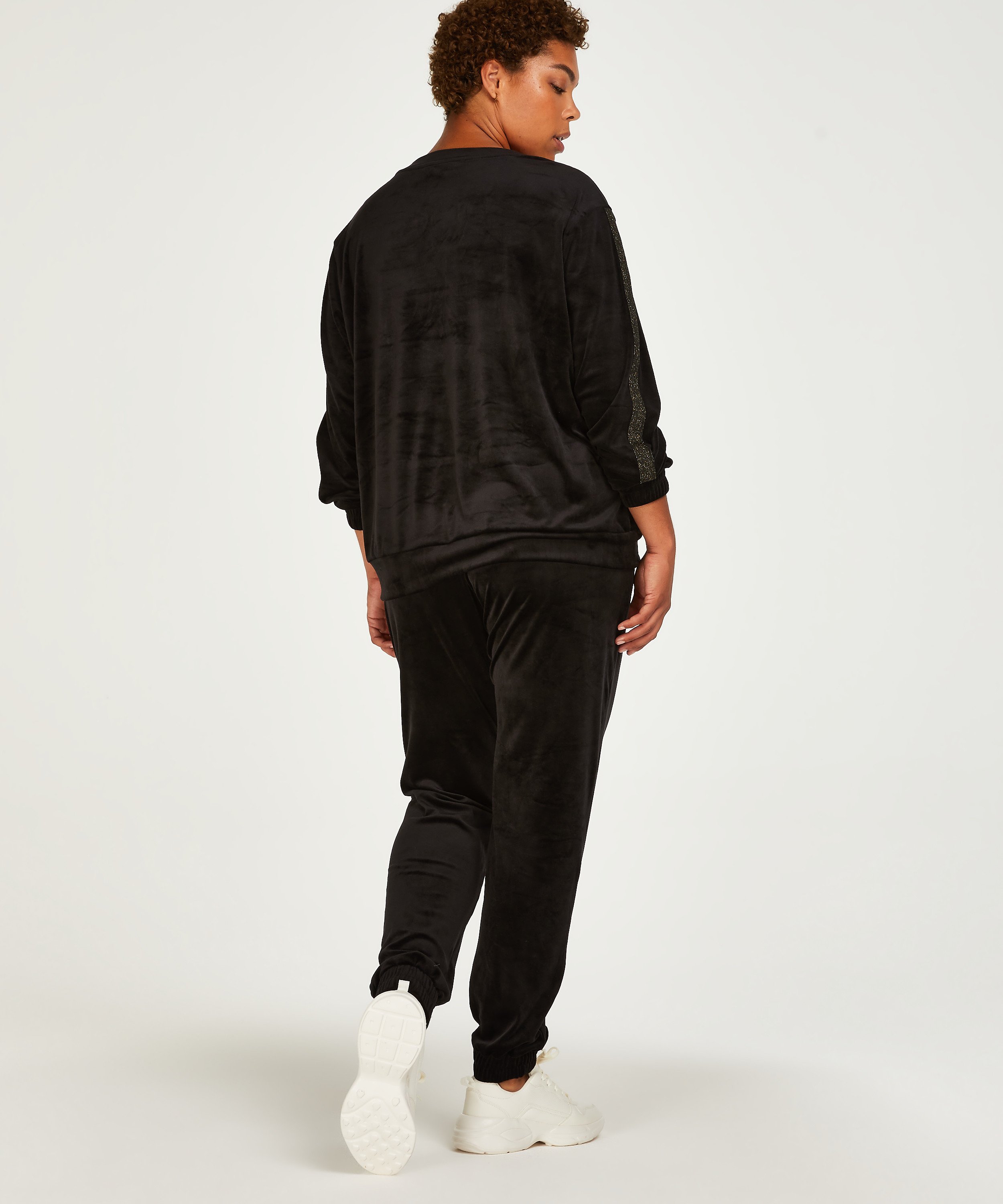 Velvet Lurex jogging bottoms, Black, main
