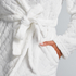 Short Fleece Ribbed Bathrobe, White
