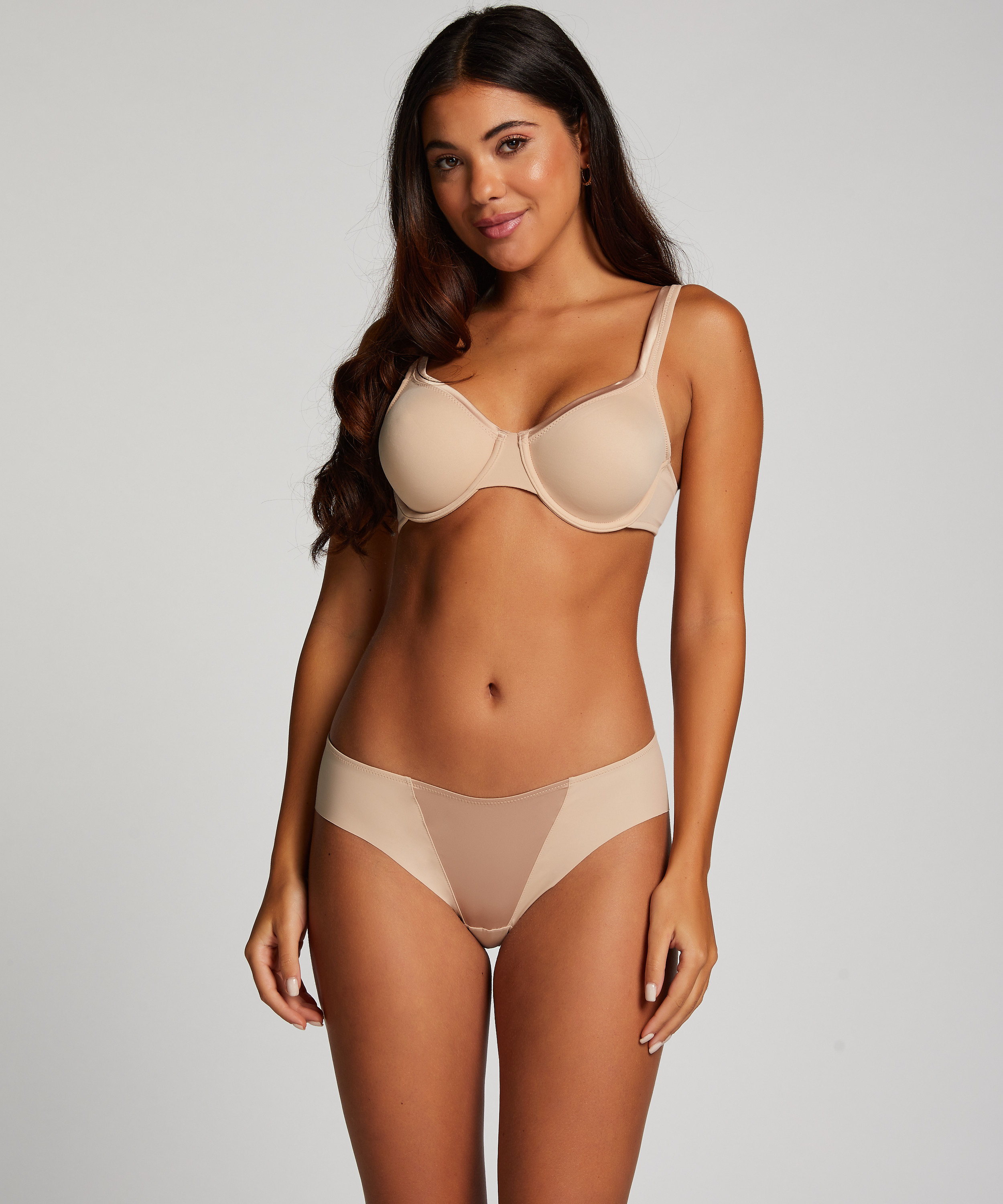 Satin Fleece Brief, Beige, main