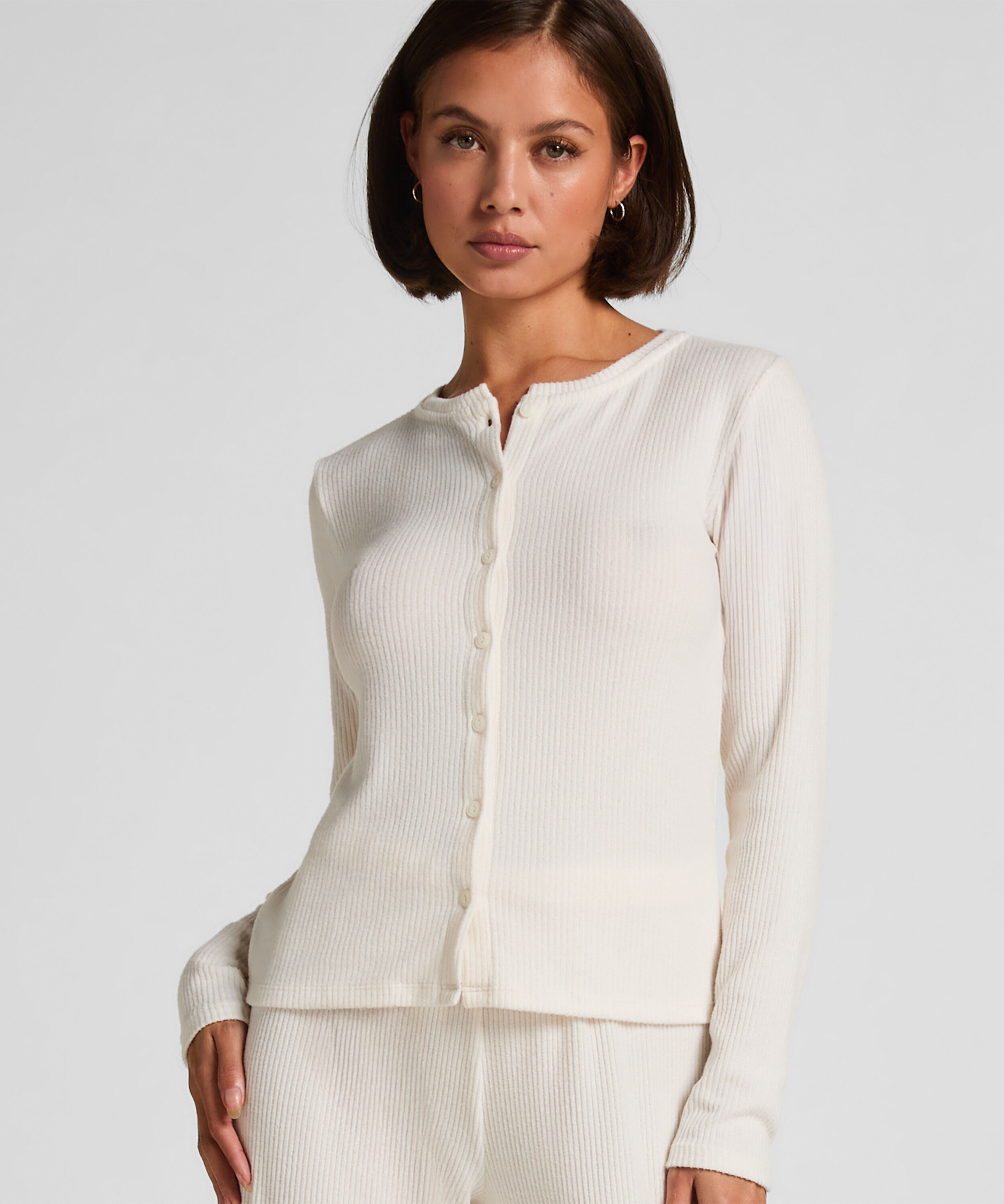 Cardigan Ribbed Jersey, White Cardigan Ribbed Jersey, White
