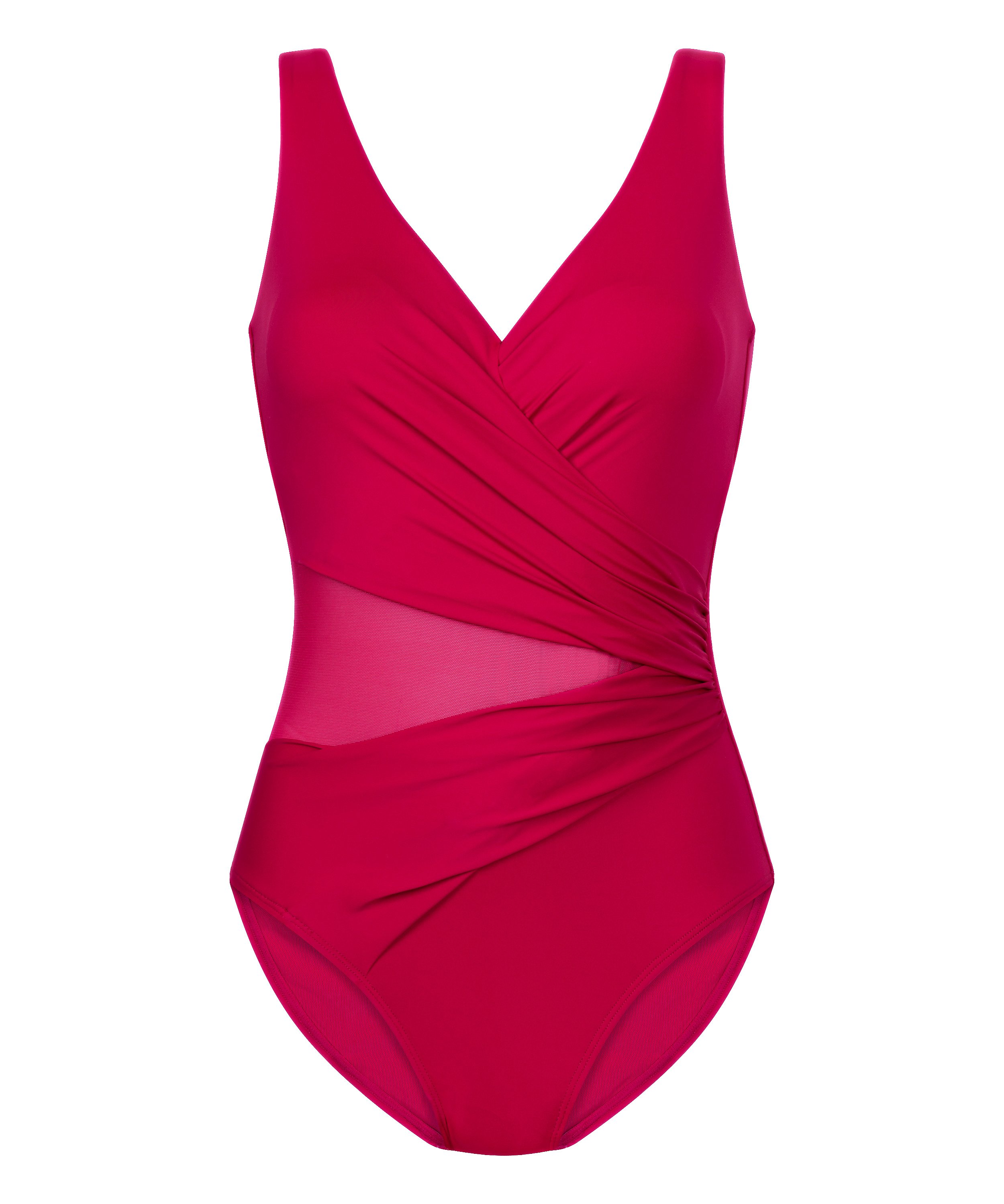 Shaping Shell Mesh Swimsuit, Pink, main