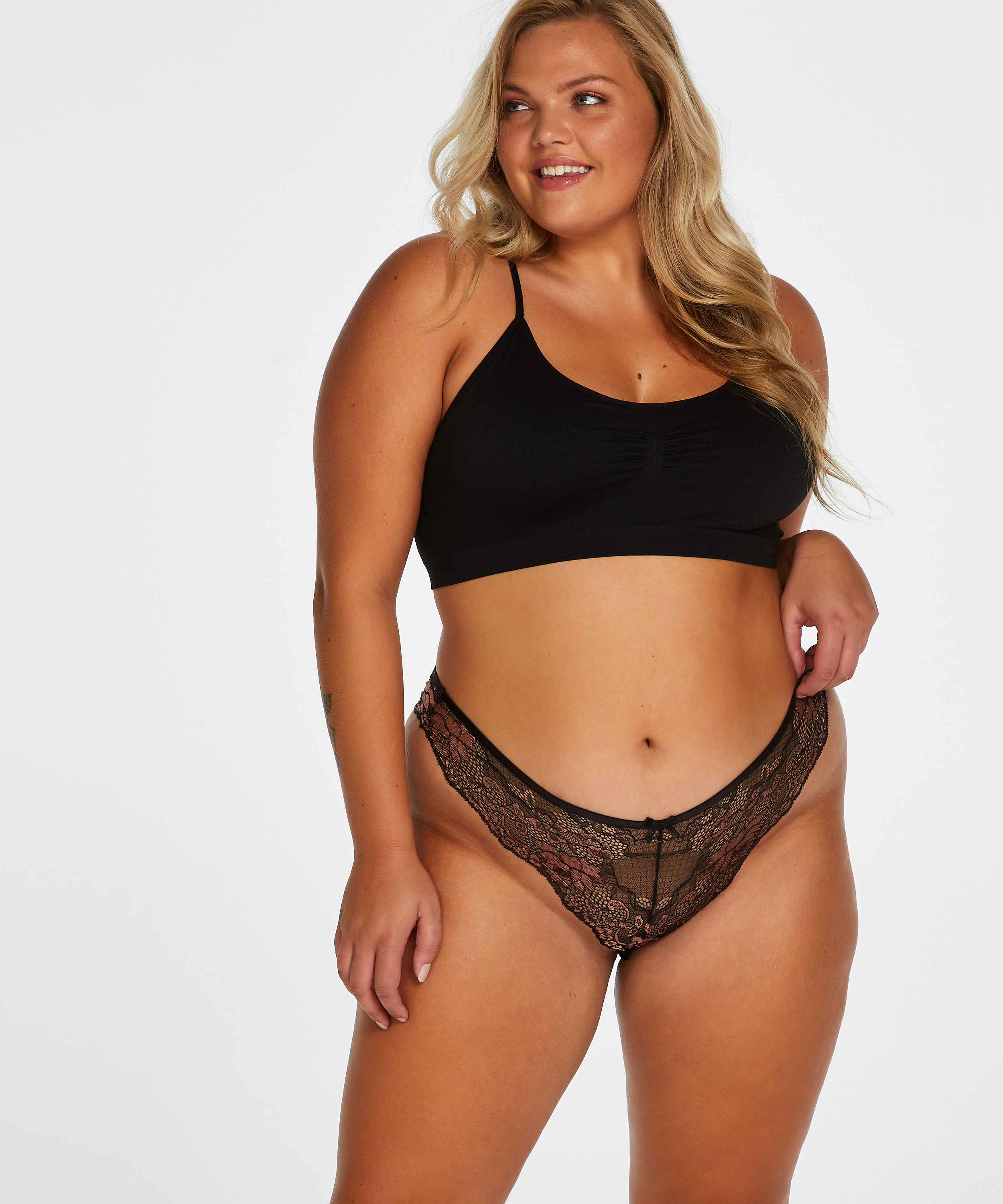 Marine seamless bralette, Black, main